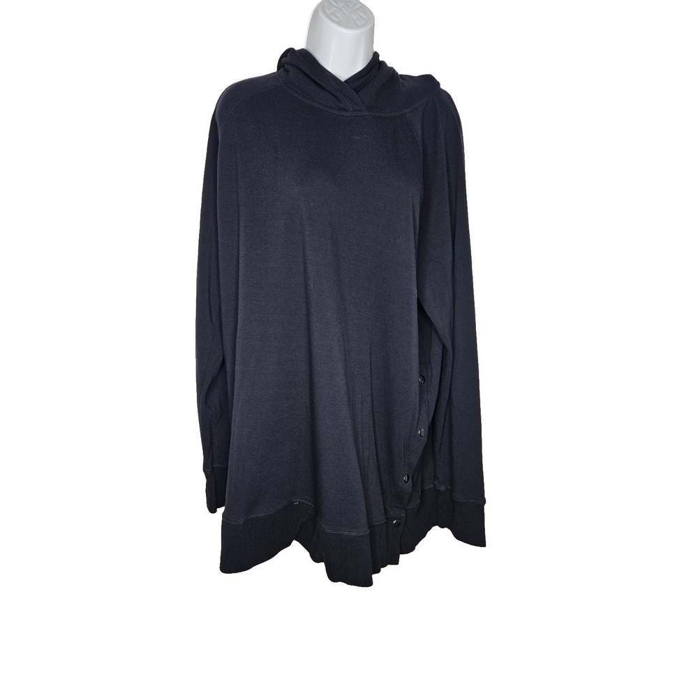 Found Navy Blue Hoodie Sweatshirt Side Snap‎ Detail Plus Size XXXL 3XL Pullover